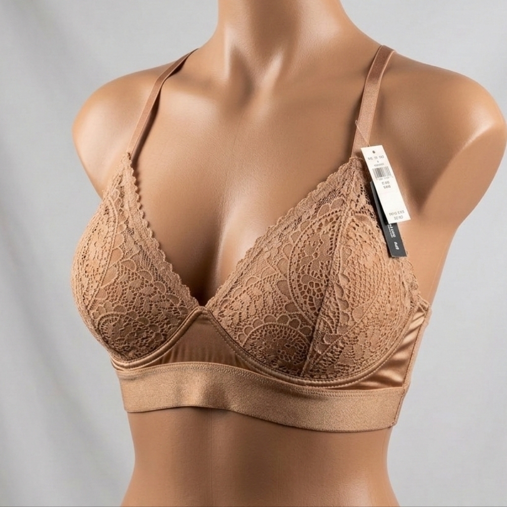 Aerie 34D Tan Real Power Balconette Wireless Back Closure RacerBack Padded Bra